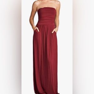 Vanilla Bay Women's Strapless Full Length Maxi Dress with Pockets L